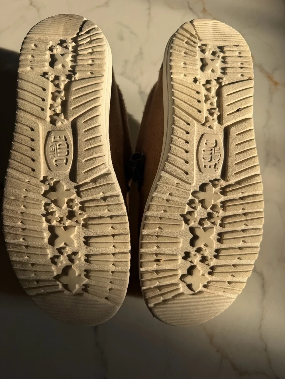 Hey Dude Tan Fuzzy Slip-On Moccasin Sneakers